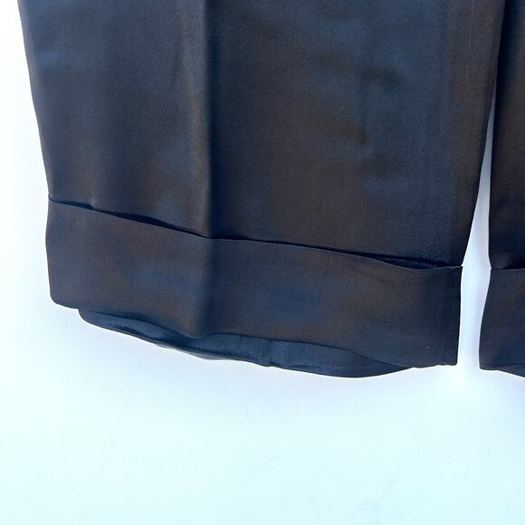 Vintage Designer Wide Leg Satin Slinky Trousers Black Italian 44 Acetate Viscose - Picture 7 of 11